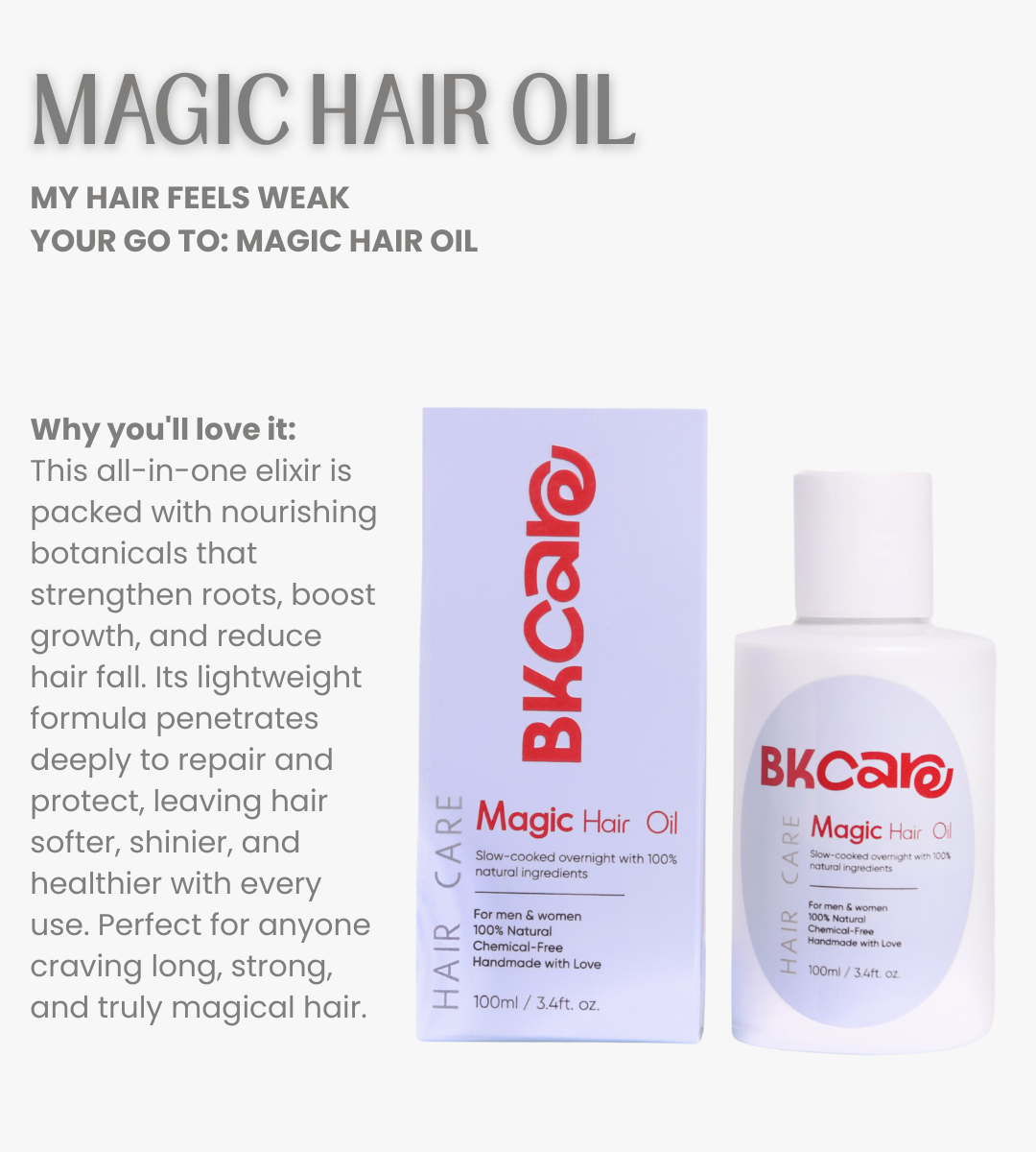 Bk care magic hair oil