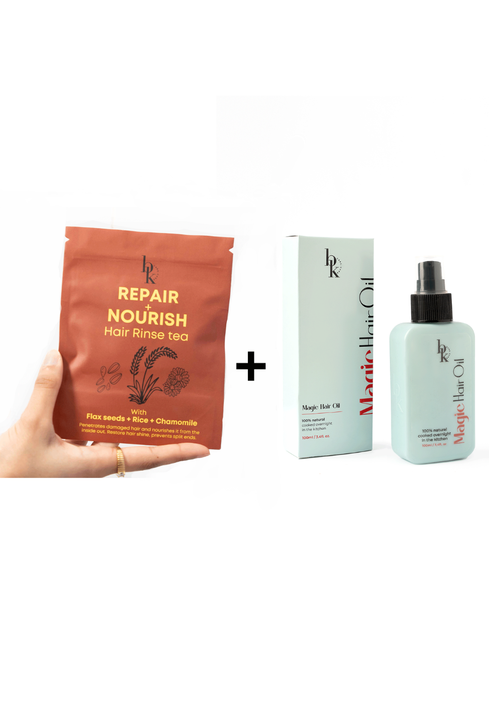 Bundle - Bk Care Hair Oil + Repair & Nourish Hair Rinse Tea
